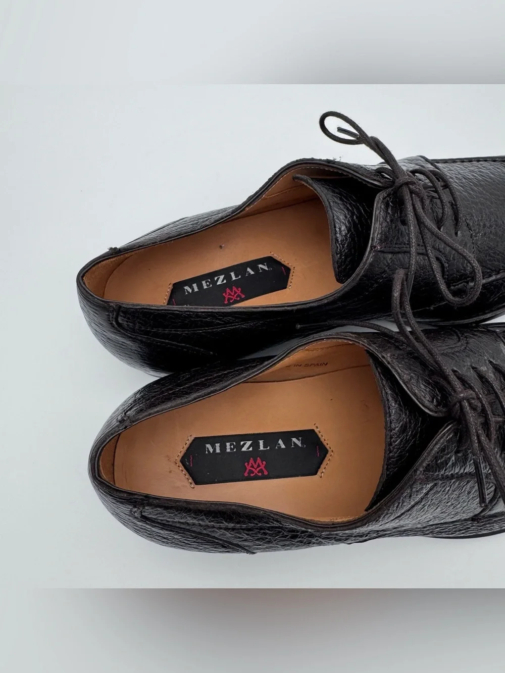 Mezlan Ponza Chocolate Brown Deerskin Leather Oxford Shoes Men 9 M Made In Spain